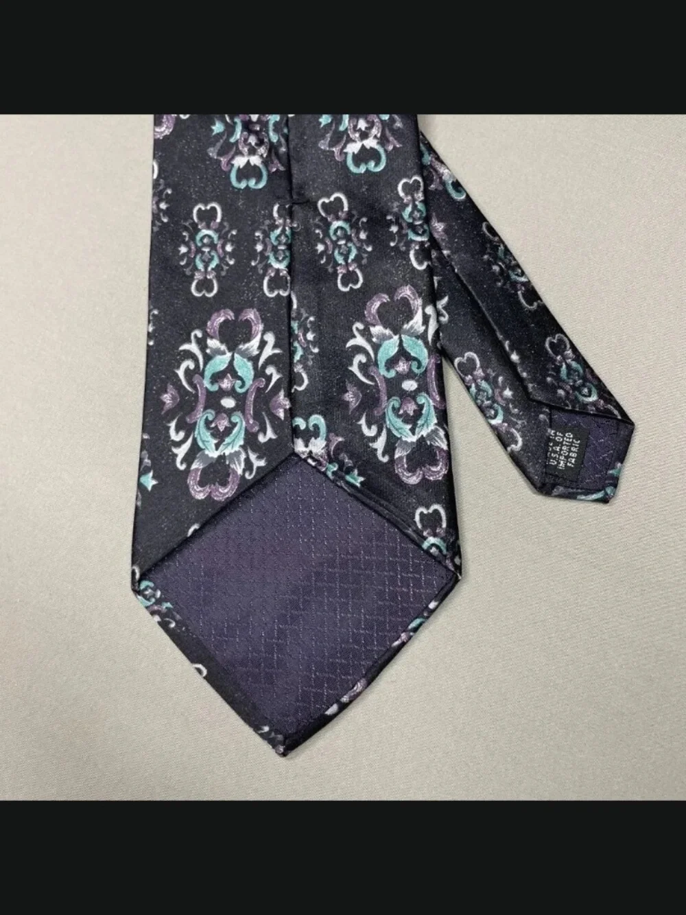 Christian Dior Monsieur Mens Tie black purple blue silk filigree floral designer